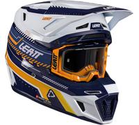 Leatt 8.5 V26 Casco da motocross con occhiali, bianco/blu/arancione, Taglia S (55/56)