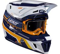 Leatt 8.5 V26 Casco da motocross con occhiali, bianco-blu-arancione, taglia XL per maschi