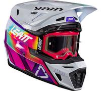 Leatt 8.5 V26 Casco da motocross con occhiali, rosa-multicolore, taglia S per maschi