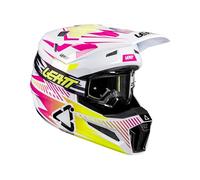 Leatt 3.5 V26 Casco da motocross con occhiali, bianco-rosa-giallo, taglia S per maschi