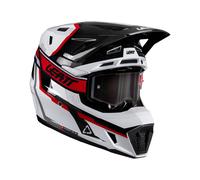Leatt 7.5 V26 Casco da motocross con occhiali, nero-bianco-rosso, taglia S per maschi