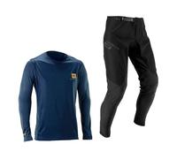 Leatt Completo Maglia e Pantaloni MTB Gravity 1.0 - Entry-Level per Enduro e Trail | Blu | L/us34/eu52