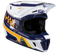 Leatt Casco da motocross 8.5 V26 con occhiali, bianco-blu-arancione, taglia M per maschi