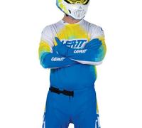 Leatt Moto 4.5 Lite V26 Maglia da motocross, bianco/blu/giallo, Taglia L