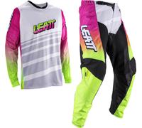 Leatt Moto Ride Kit 3.5 V26 Set Maglia e Pantaloni Motocross, bianco-rosa-giallo, taglia XS per maschi