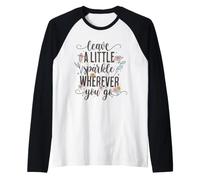 Leave a Little Sparkle Wherever You Go Carino Scritta Floreale Maglia con Maniche Raglan