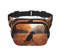Leaves with Dogs Square Double Layer Waist Bag Belt - Uni Everywhere Fanny Pack Purse for Running, Travel, Hiking, Fitness, Black, One Size, Nero, Taglia unica, Nero , taglia unica