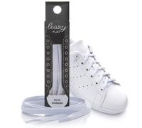 leazy Lacci elastici piatti-autobloccanti unisexo, Bianco, S (Fino a 4 Occhielli per Lato)