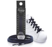 leazy Lacci elastici piatti-autobloccanti unisexo, Blu scuro, M (Fino a 5 Occhielli per Lato)