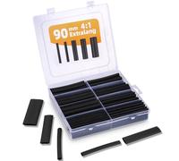 LEAZZLE 100 Pezzi Kit Guaina Termorestringente, 90mm Extra Lunga, 4:1 Tubo Termorestringente Impermeabile, Guaine Termorestringenti per Cavi Elettrici,Tubo a Doppia Parete con Adesivo(5 Misure, Nera)