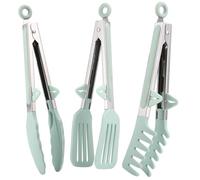 LEAZZLE 3 Pezzi 26 cm Pinza da Cucina Acciaio Inox, Pinza per Spaghetti, Pinza Cucina Silicone,Pinze Cucina Professionali, Utensili Cucina Silicone per Spaghetti, Insalata, Pasta, Cucina (Verde)