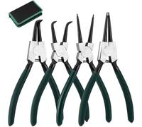 LEAZZLE 4 Pezzi 180mm Pinza per Seeger con Borsa Portatile, Set Pinze Officina per Anelli di Sicurezza con Molle Resistenti, Maniglie Antiscivolo, Resistente Alla Flessione e a Risparmio di Manodopera