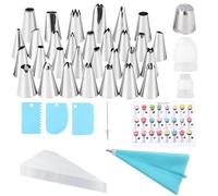 LEAZZLE 50 PCS Beccucci Sac a Poche Riutilizzabile, Set Pasticceria con 31 Beccuccio, 10 Sac a Poche Usa e Getta, 2 Accoppiatore, 3 Raschietto, Bocchette per Decorare Cupcake Torta Zeppole Pasticceria