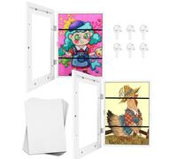 LEAZZLE Cornici artistiche per bambini da 2 pezzi, disegni A4Cornice d'arte antitraccia (bianco)