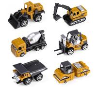 LEAZZLE Macchinine Giocattolo,Camion di Costruzione Set Macchinine Mini Auto Die-Cast Veicoli Giocattolo escavatore Natale Regalo per Bambini 2 3 4 5 Anni(6 Pezzi)