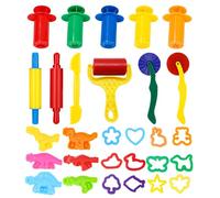 LEAZZLE Pasta da Modellare per Plastilina,29 Pezzi di Accessori per la Pasta da Gioco, Contiene Rullo Dinosauro Animali Mattarello,Set di Pasta da Gioco per Bambini e Bambine