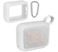 Lebakort Custodia Protettiva in Silicone per JBL GO 4 Speaker Bluetooth Portatile con Fibbia da Alpinismo (Bianco)