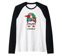 Lebanese Girl Lebanese Heritage Lebanon Flag Maglia con Maniche Raglan