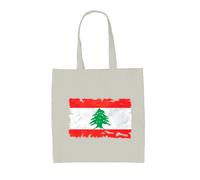 Lebanon Flag Borsa Shopping In Tela Dressdown Beirut, 42x38cm, Cotone, Stampata