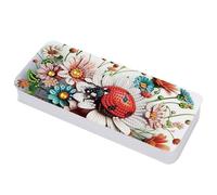 Lebartm Astuccio per matite con coperchio a griglia multipla per pittura a diamante, 20,6 x 8,9 cm, per ufficio, organizer per penne, pennarelli, pennelli, Coccinella