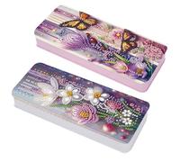 Lebartm Astuccio per matite con coperchio a griglia multipla per pittura a diamante, 20,6 x 8,9 cm, per ufficio, organizer per penne, pennarelli, pennelli, 2 pezzi - 01