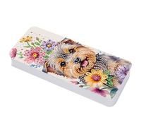 Lebartm Astuccio per matite con coperchio a griglia multipla per pittura a diamante, 20,6 x 8,9 cm, per ufficio, organizer per penne, pennarelli, pennelli, Cucciolo