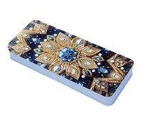 Lebartm Astuccio per matite con coperchio a griglia multipla per pittura a diamante, 20,6 x 8,9 cm, per ufficio, organizer per penne, pennarelli, pennelli, Mandala.