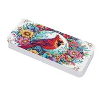 Lebartm Astuccio per matite con coperchio a griglia multipla per pittura a diamante, 20,6 x 8,9 cm, per ufficio, organizer per penne, pennarelli, pennelli, Cardinale