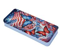 Lebartm Astuccio per matite con coperchio a griglia multipla per pittura a diamante, 20,6 x 8,9 cm, per ufficio, organizer per penne, pennarelli, pennelli, Farfalla del Giorno dell'Indi