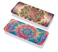 Lebartm Astuccio per matite con coperchio a griglia multipla per pittura a diamante, 20,6 x 8,9 cm, per ufficio, organizer per penne, pennarelli, pennelli, 2 pezzi - 02