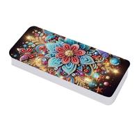 Lebartm Astuccio per matite con coperchio a griglia multipla per pittura a diamante, 20,6 x 8,9 cm, per ufficio, organizer per penne, pennarelli, pennelli, Mandala02