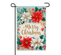 Lebartm Bandiera da giardino natalizia 30,5 x 45,7 cm, doppia faccia, in lino, senza asta, stampata fai da te, decorazione per atmosfera festiva, per esterni, stella di Natale