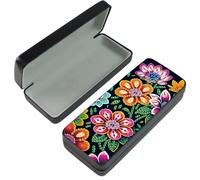 Lebartm Custodia per occhiali da sole con pittura a diamante, portatile, retrò, design creativo, anti-stress, fatta a mano, per arte, artigianato, regalo, occhiali da sole da viaggio, Fiore02, Taglia