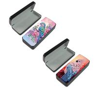 Lebartm Custodia per occhiali da sole con pittura a diamante, portatile, retrò, design creativo, anti-stress, fatta a mano, per arte, artigianato, regalo, occhiali da sole da viaggio, 2 pappagalli