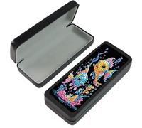 Lebartm Custodia per occhiali da sole con pittura a diamante, portatile, retrò, design creativo, anti-stress, fatta a mano, per arte, artigianato, regalo, occhiali da sole da viaggio, Pesce, Taglia