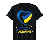 Lebedyn Ucraina Bandiera Nazionale Cuore Emblema Stemma Maglietta
