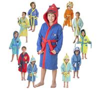 LEBENGOOD - Accappatoio Bambini Ragazzi e Ragazze Unisex - 100% Cotone OEKO-TEX® - 2 Tasche, Cintura, Cappuccio, accappatoio in spugna molto morbida con ricami (6-8 Hero)