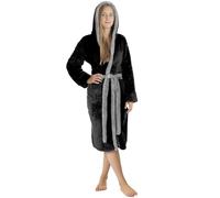 LEBENGOOD Accappatoio donna inverno - Accappatoio donna in pile, vestaglia da casa signora, coralina, accogliente, microfibra OEKO-TEX®,Negra Capucha XL