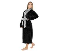 LEBENGOOD Accappatoio donna inverno - Accappatoio donna in pile, vestaglia da casa signora, coralina, accogliente, microfibra OEKO-TEX®,Negra XL