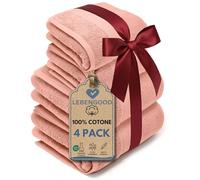 LEBENGOOD - Set Asciugamani Bagno 4 Pezzi - 2 Asciugamani Viso 50x90 cm + 2 Teli Doccia Grandi 70x140 cm - 100% Cotone Spugna OEKO-TEX® - Extra Morbidi Super Assorbenti - Ideali Casa Hotel Spa