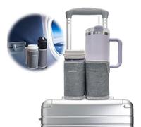 LebenHaus Portabicchieri 2 in 1 per valigia, aeroplano, portabicchieri per tavolo, portabevande per bicchieri Stanley, caffè, bevande, portabevande, accessori da viaggio per volare (grigio)