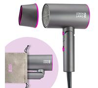 LEBENLANG Asciugacapelli ionico 2100 W - Antiforcelle con modalità aria fredda - Asciugacapelli da viaggio pieghevole piccolo - Asciugacapelli ionico - Asciugacapelli professionale - grigio rosa