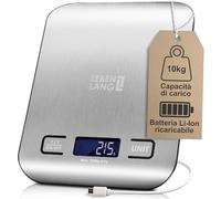 LEBENLANG Bilancia cucina digitale ricaricabile USB - Fino a 10 kg & Incl cavo di ricarica I Bilancia da cucina dietetica conta calorie Pesa precisione Kitchen scale alimenti contacalorie elettronica