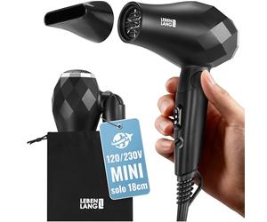 LEBENLANG Phon da viaggio pieghevole piccolo - 1000W Doppio voltaggio & Borsa da viaggio in eccuccio per lo styling I Phon capelli I Asciugacapelli ionico I Phone capelli Hair dryer Fono