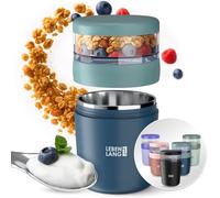 LEBENLANG Porta Yogurt Con Cucchiaio - 650ml & Parete interna isolante inox I Contenitori Per Yogurt Porta Pranzo Porta Yogurt Bambini Contenitore Yogurt Port a Yogurt E Cereali Cereal Cup