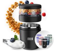 LEBENLANG Porta Yogurt Con Cucchiaio - 650ml & Parete interna isolante inox I Porta Yogurt Bambini Contenitore Yogurt Port a Yogurt E Cereali Contenitori Per Yogurt Porta Pranzo & Zuppa