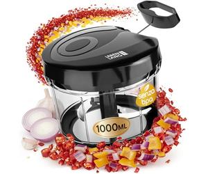 LEBENLANG Tritatutto Manuale A Corda - 1000ml & Senza BPA | Trita Verdure A Mano I Frullo Il Tuo Tritatutto Chopper Prezzemolo Taglia Cipolla Tritaverdure Frullatore Piccolo Da Cucina