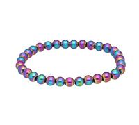 Lebensquelle Plus Bracciale con ematite arcobaleno, perle da 6 mm, gioiello naturale, 19 cm
