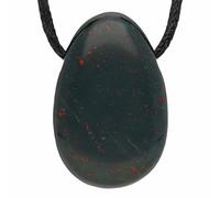 Lebensquelle Plus Ciondolo a goccia con cordino in cotone e carta informativa | Set con vera pietra naturale | Pietra burattata forata a forma di goccia (Eliotropio)