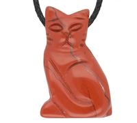 Lebensquelle Plus Ciondolo per gatti in diaspro rosso | gemma animale ciondolo gatto | ciondolo forato con nastro di cotone, Gemma